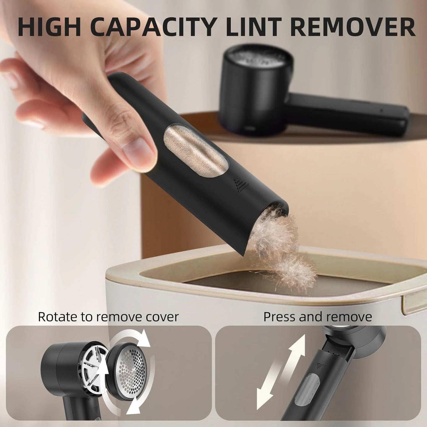 Electric Rechargeable Lint Remover with LED Display – 3 Speeds, 6-Blade