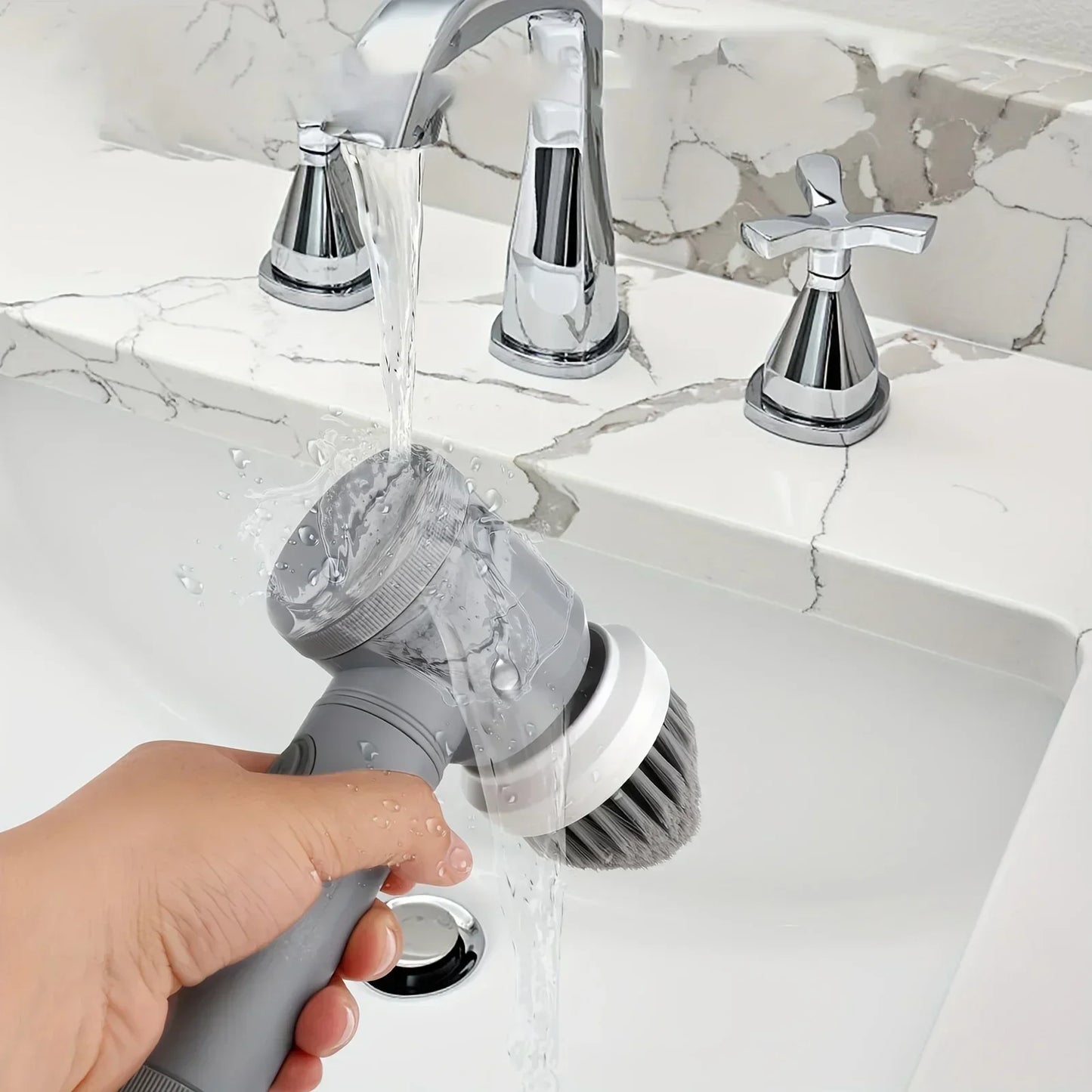Electric Cordless Spin Scrubber with 6 Replaceable Brush Heads