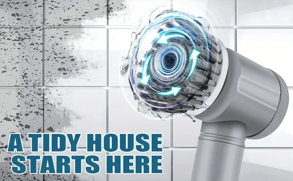 Electric Cordless Spin Scrubber with 6 Replaceable Brush Heads